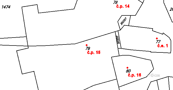 Blažim 15, Neveklov na parcele st. 79 v KÚ Blažim nad Vltavou, Katastrální mapa