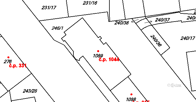 Hrabůvka 1044, Ostrava na parcele st. 1089 v KÚ Hrabůvka, Katastrální mapa