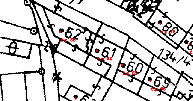 Heřmaň 54 na parcele st. 61 v KÚ Heřmaň, Katastrální mapa