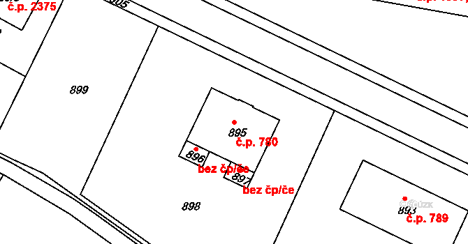 Žďár nad Sázavou 3 780, Žďár nad Sázavou na parcele st. 895 v KÚ Město Žďár, Katastrální mapa