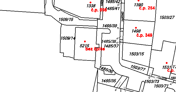 Cheb 1458 na parcele st. 5215 v KÚ Cheb, Katastrální mapa