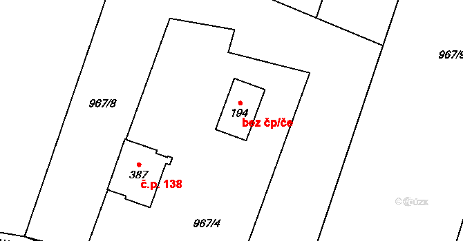 Třinec 40194736 na parcele st. 194 v KÚ Guty, Katastrální mapa