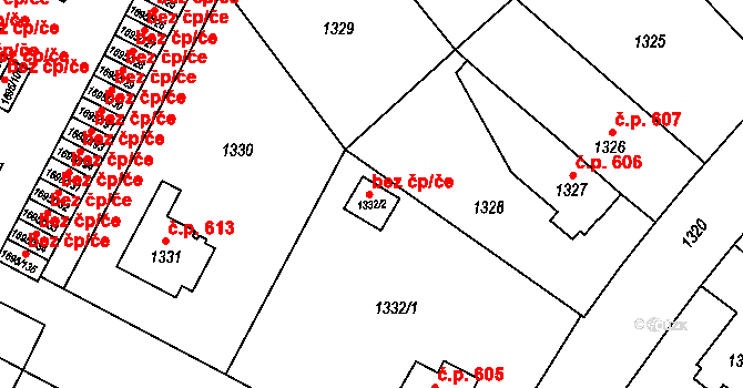 Třeboň 42092736 na parcele st. 1332/2 v KÚ Třeboň, Katastrální mapa