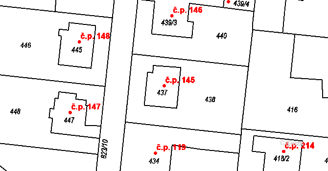 Neplachovice 145 na parcele st. 437 v KÚ Neplachovice, Katastrální mapa