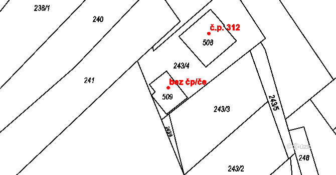 Opatov 44123736 na parcele st. 509 v KÚ Opatov na Moravě, Katastrální mapa