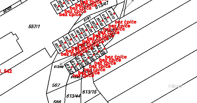 Zbýšov 46038736 na parcele st. 613/7 v KÚ Zbýšov u Oslavan, Katastrální mapa
