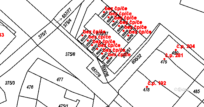 Litoměřice 47630736 na parcele st. 600/43 v KÚ Pokratice, Katastrální mapa
