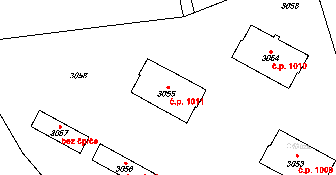 Horní Suchá 1011 na parcele st. 3055 v KÚ Horní Suchá, Katastrální mapa