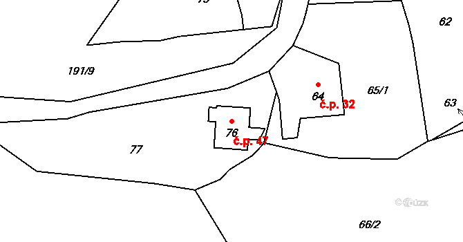 Beroun-Hostim 47, Beroun na parcele st. 76 v KÚ Hostim u Berouna, Katastrální mapa