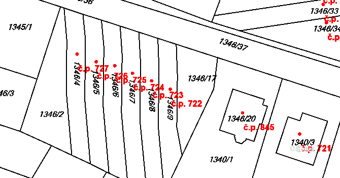 Česká Skalice 722 na parcele st. 1346/9 v KÚ Česká Skalice, Katastrální mapa