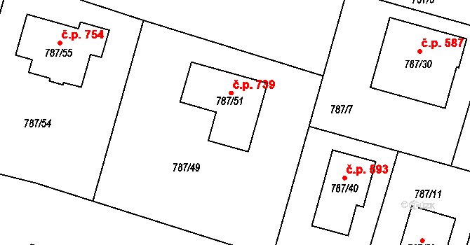 Štěnovice 739 na parcele st. 787/51 v KÚ Štěnovice, Katastrální mapa