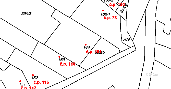 Tučapy 101, Holešov na parcele st. 144 v KÚ Tučapy u Holešova, Katastrální mapa