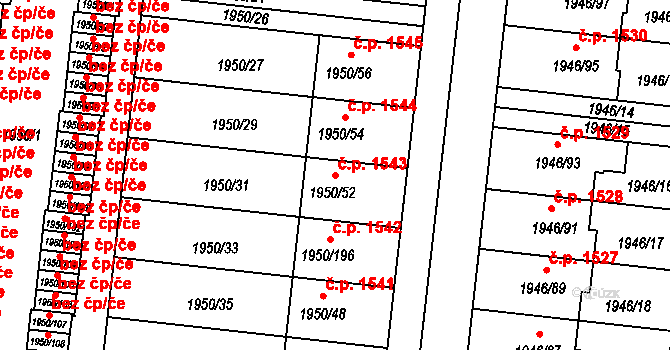 Holešov 1543 na parcele st. 1950/52 v KÚ Holešov, Katastrální mapa