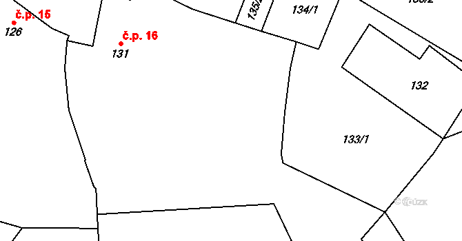 Lutotín 16, Bílovice-Lutotín na parcele st. 131 v KÚ Lutotín, Katastrální mapa