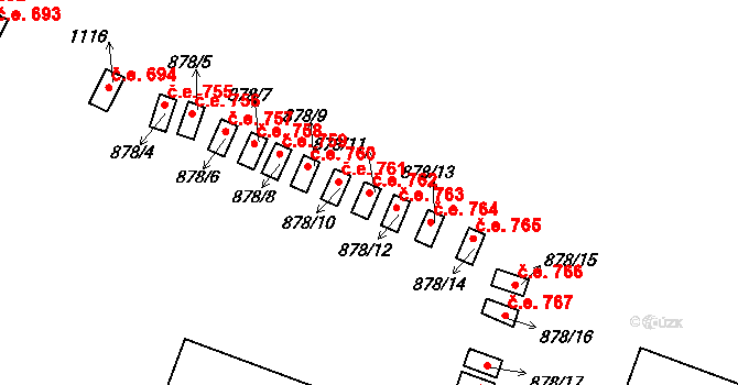 Štítary 762 na parcele st. 878/11 v KÚ Štítary na Moravě, Katastrální mapa