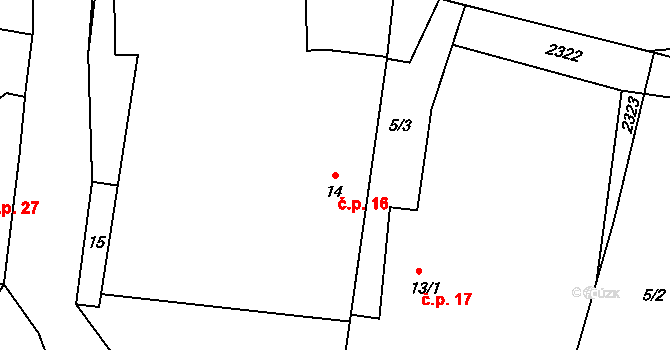 Lipanovice 16, Záboří na parcele st. 14 v KÚ Lipanovice, Katastrální mapa