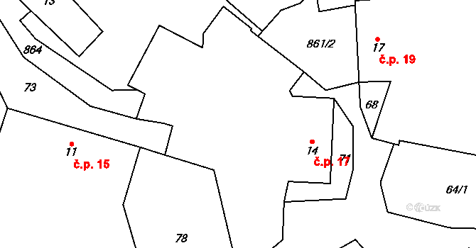 Dražetice 17, Borotice na parcele st. 14 v KÚ Dražetice II, Katastrální mapa
