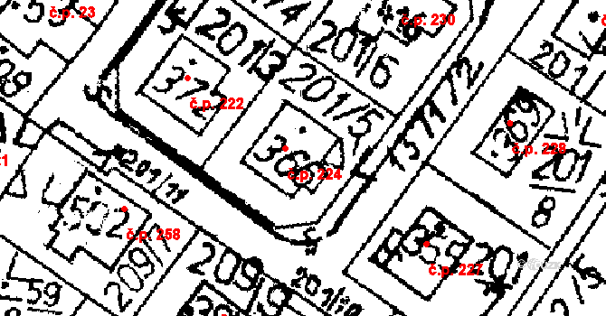 Markvartice 224, Jablonné v Podještědí na parcele st. 366 v KÚ Markvartice v Podještědí, Katastrální mapa