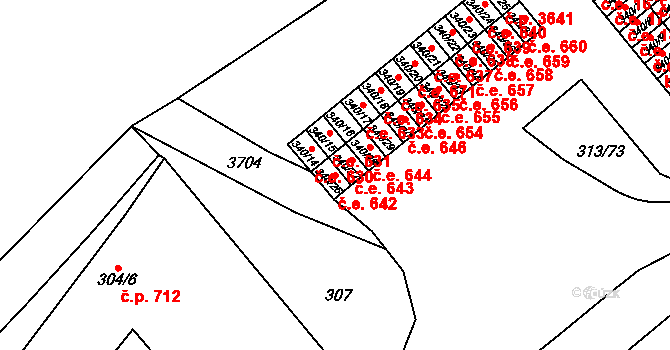 Vyškov-Předměstí 642, Vyškov na parcele st. 340/26 v KÚ Vyškov, Katastrální mapa