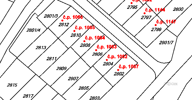 Rýmařov 1063 na parcele st. 2806 v KÚ Rýmařov, Katastrální mapa