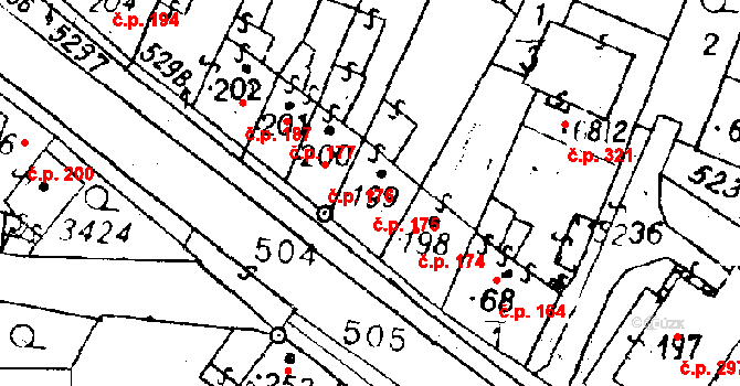 Černošín 175 na parcele st. 199 v KÚ Černošín, Katastrální mapa