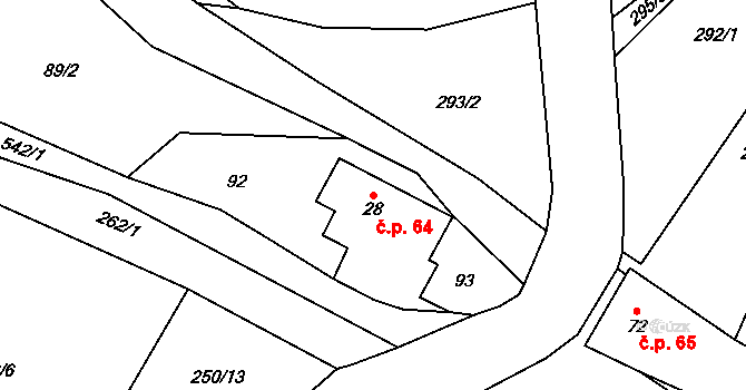 Rudná 64 na parcele st. 28 v KÚ Horní Rudná, Katastrální mapa