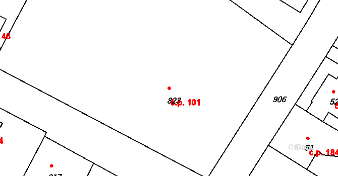 Mimoň V 101, Mimoň na parcele st. 823 v KÚ Mimoň, Katastrální mapa