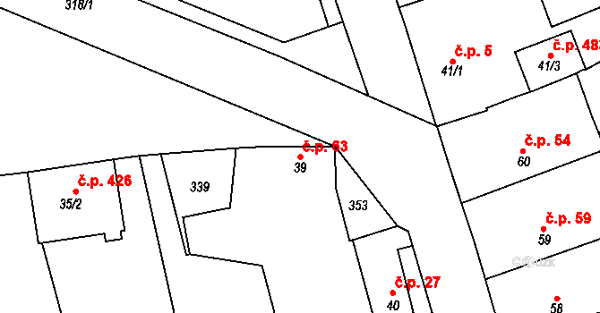 Litol 63, Lysá nad Labem na parcele st. 39 v KÚ Litol, Katastrální mapa