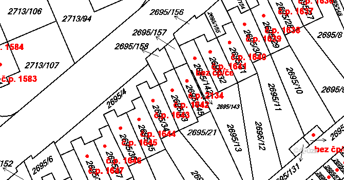 Pelhřimov 1642 na parcele st. 2695/33 v KÚ Pelhřimov, Katastrální mapa
