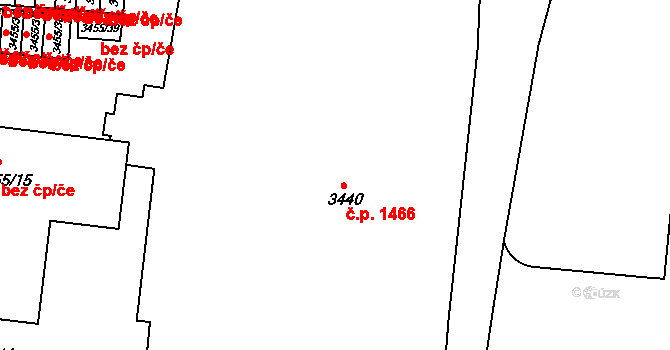 Teplice 1466 na parcele st. 3440 v KÚ Teplice, Katastrální mapa