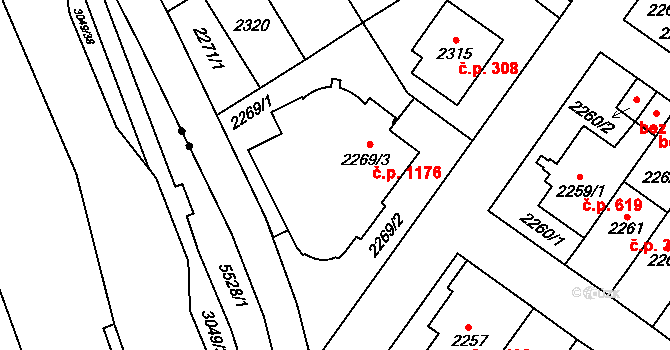 Chodov 1176, Praha na parcele st. 2269/3 v KÚ Chodov, Katastrální mapa