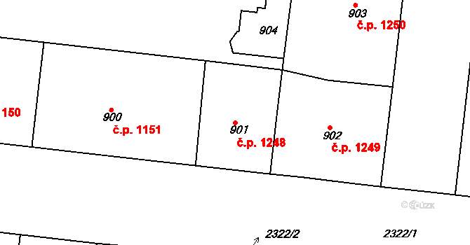 Holešovice 1248, Praha na parcele st. 901 v KÚ Holešovice, Katastrální mapa