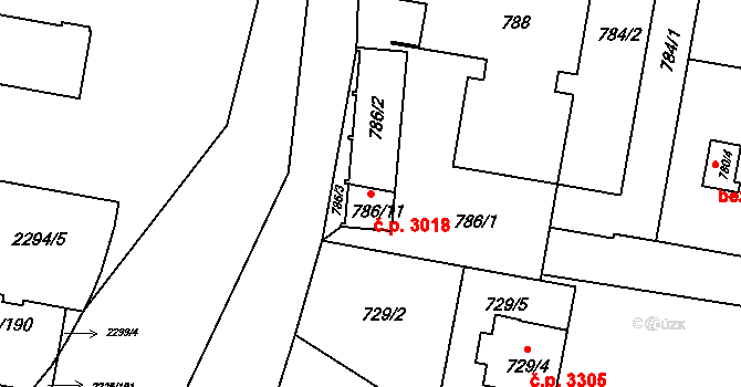 Záběhlice 3018, Praha na parcele st. 788 v KÚ Záběhlice, Katastrální mapa