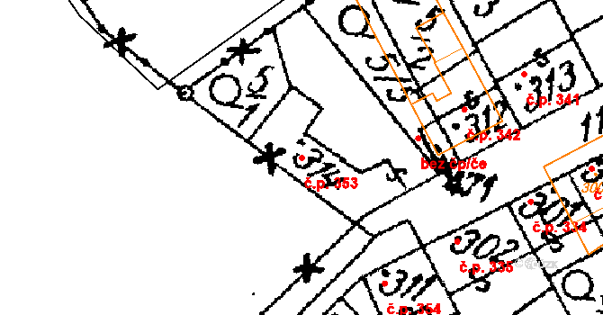 Žiželice 353 na parcele st. 314 v KÚ Žiželice nad Cidlinou, Katastrální mapa