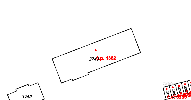 Město 1302, Havířov na parcele st. 3743 v KÚ Havířov-město, Katastrální mapa