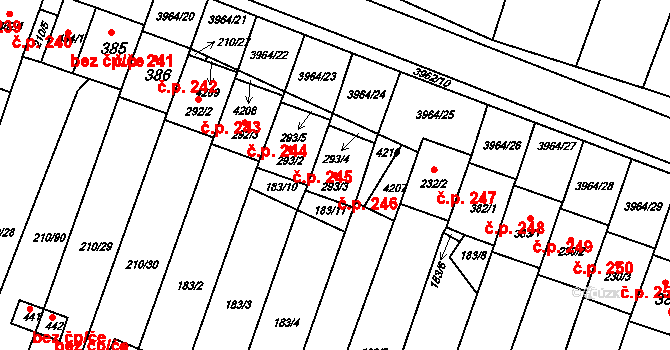 Mašťov 246 na parcele st. 293/3 v KÚ Mašťov, Katastrální mapa