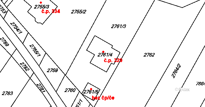 Nivnice 329 na parcele st. 2761/4 v KÚ Nivnice, Katastrální mapa