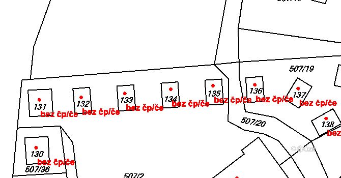 Hnačov 39191737 na parcele st. 134 v KÚ Hnačov, Katastrální mapa