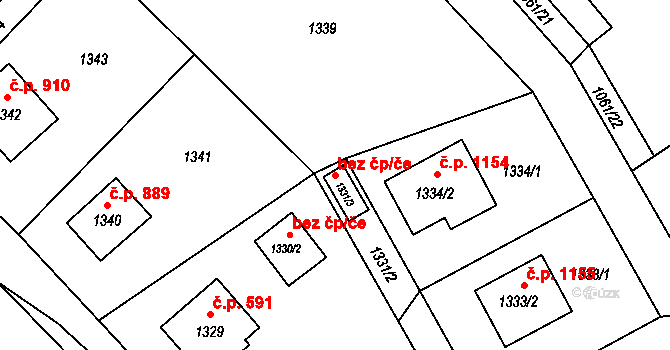 Bystřice 42604737 na parcele st. 1331/3 v KÚ Bystřice nad Olší, Katastrální mapa