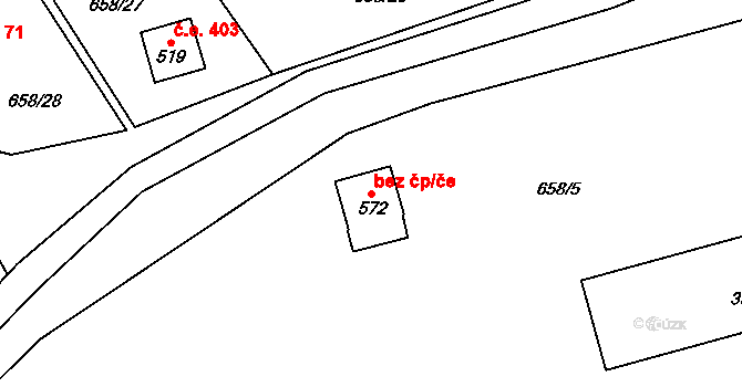 Cheb 43663737 na parcele st. 572 v KÚ Dřenice u Chebu, Katastrální mapa