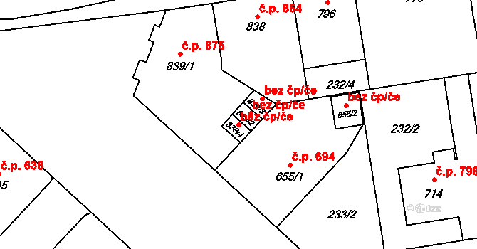 Ostrava 43848737 na parcele st. 839/4 v KÚ Mariánské Hory, Katastrální mapa