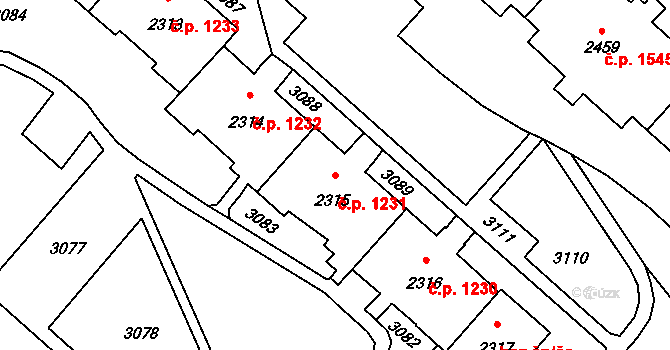 Kateřinky 1231, Opava na parcele st. 2315 v KÚ Kateřinky u Opavy, Katastrální mapa