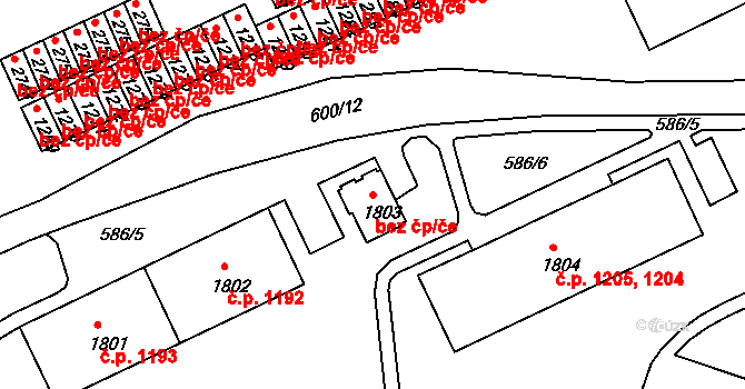 Vlašim 45439737 na parcele st. 1803 v KÚ Vlašim, Katastrální mapa