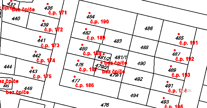 Krnov 45613737 na parcele st. 481/2 v KÚ Krnov-Horní Předměstí, Katastrální mapa