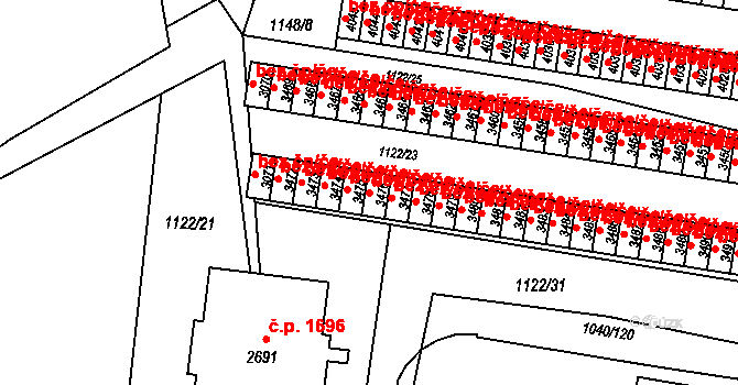 Rožnov pod Radhoštěm 45642737 na parcele st. 3476 v KÚ Rožnov pod Radhoštěm, Katastrální mapa