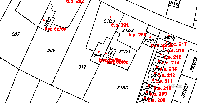 Klášterec nad Ohří 49154737 na parcele st. 310/2 v KÚ Miřetice u Klášterce nad Ohří, Katastrální mapa
