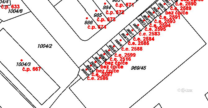 Znojmo 49513737 na parcele st. 969/6 v KÚ Znojmo-město, Katastrální mapa