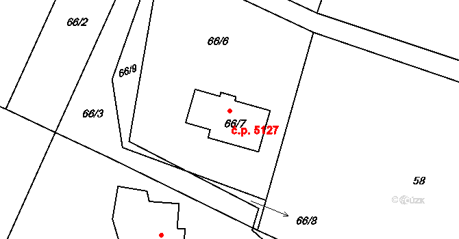 Lukášov 5127, Jablonec nad Nisou na parcele st. 66/7 v KÚ Lukášov, Katastrální mapa
