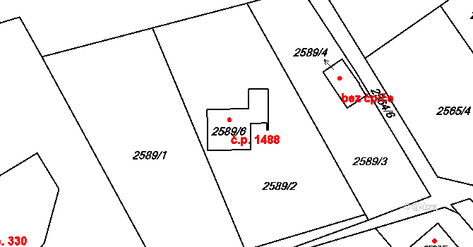 Prostřední Suchá 1488, Havířov na parcele st. 2589/6 v KÚ Prostřední Suchá, Katastrální mapa