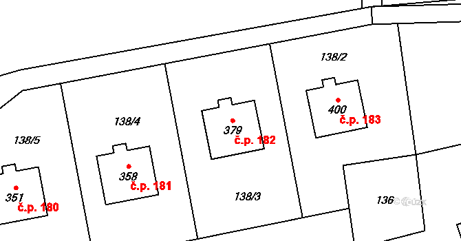 Karpentná 182, Třinec na parcele st. 379 v KÚ Karpentná, Katastrální mapa